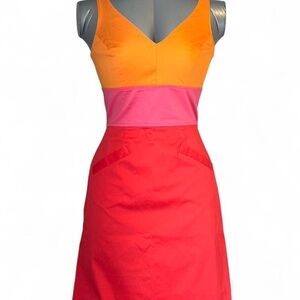 Chetta B Bright Orange Sleeveless Dress